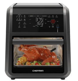 Chefman ExacTemp 12 Quart 5-in-1 Air Fryer with Integrated Smart Thermometer, 28 Presets - Black, New