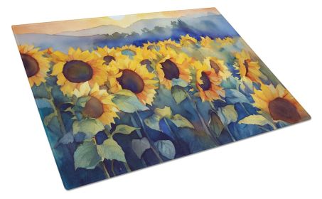 NEW Sunflowers in Watercolor Glass Cutting Board Decorative Tempered Glass Kitchen Cutting and Serving Board Large Size Chopping Board
