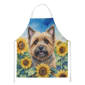 Cairn Terrier in Sunflowers Apron Cooking Kitchen Server Baking Crafts Gardening for Adult Women Men, Unisex, Large, Multicolor