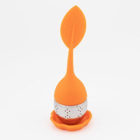 1pc/7pcs Tea Infuser Silicone Handle Stainless Steel Strainer Drip Tray Included - Loose Tea Steeper - Best Tea Infuser For Loose Leaf Or Herbal (Color: 1 PackOrange)