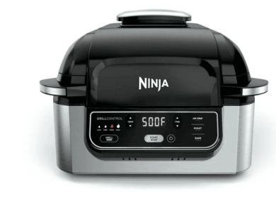 Ninja Foodi 4-in-1 Indoor Grill with 4-Qt Air Fryer, Roast, Bake, & Cyclonic Grilling Technology, Black/Stainless (flex2305312ENT: Ninja Foodi 4-in-1 Indoor Grill)