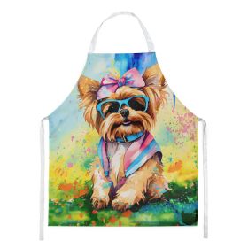 Yorkshire Terrier Hippie Dawg Apron Cooking Kitchen Server Baking Crafts Gardening for Adult Women Men, Unisex, Large, Multicolor (Default: Default)